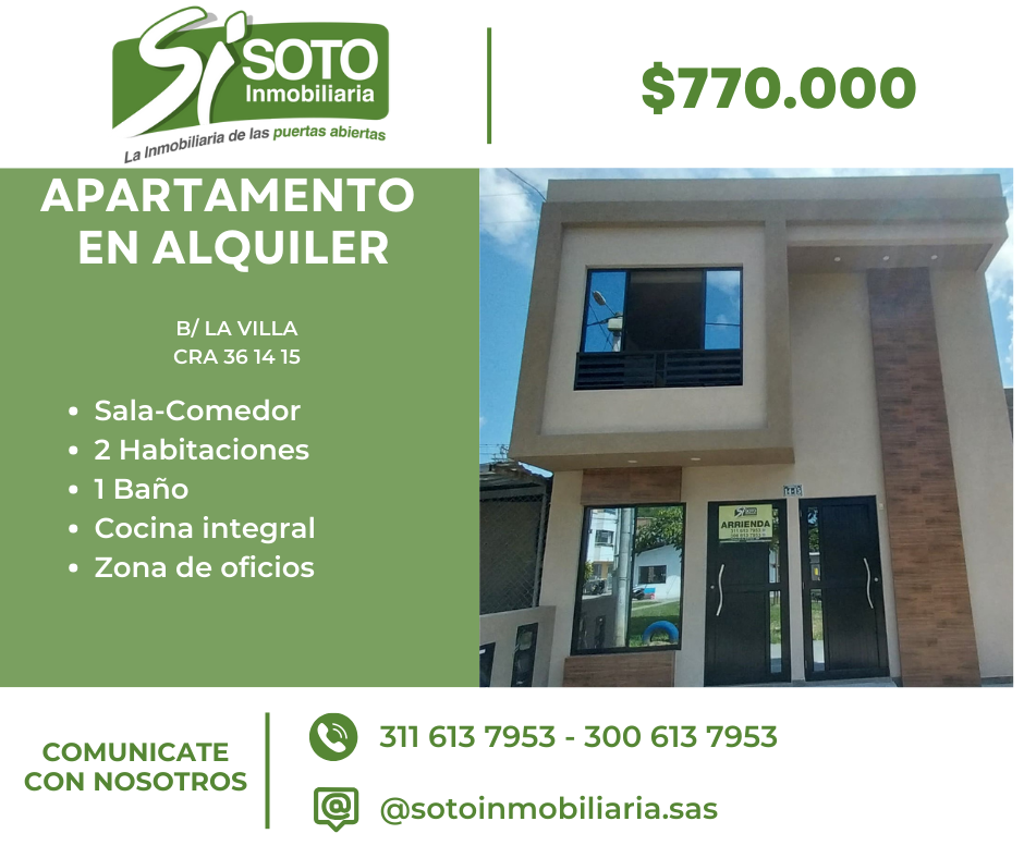 APARTAMENTO EN ALQUILER EN EL BARRIO LA VILLA CR 36 14 15