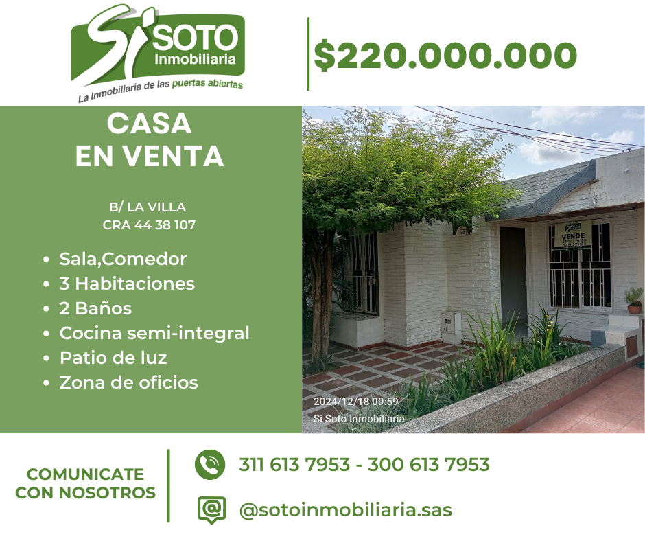 VENTA DE CASA EN EL BARRIO LA VILLA EN LA CL 34 A 38A 08